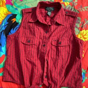 Vintage Ralph Lauren, Red Crop Top with buttons Size:S